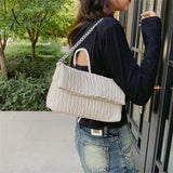 Xajzpa - Fashion Silver Messenger Bags For Women Designer Pleated Soft Leather Shoulder Bag 2023