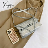 Xajzpa - Fashion Silver Messenger Bags For Women Designer Pleated Soft Leather Shoulder Bag 2023