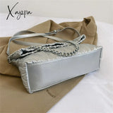 Xajzpa - Fashion Silver Messenger Bags For Women Designer Pleated Soft Leather Shoulder Bag 2023