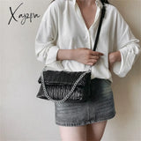 Xajzpa - Fashion Silver Messenger Bags For Women Designer Pleated Soft Leather Shoulder Bag 2023