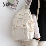 Xajzpa - Fashion Solid Color Backpack Women New Waterproof Shoulders School Bags For Teenagers