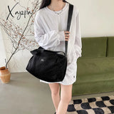 Xajzpa - Fashion Solid Color Shoulder Bag Autumn And Winter Women Cotton Simple Handbags Girl Black