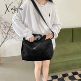 Xajzpa - Fashion Solid Color Shoulder Bag Autumn And Winter Women Cotton Simple Handbags Girl Black