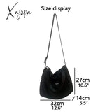 Xajzpa - Fashion Solid Color Shoulder Bag Autumn And Winter Women Cotton Simple Handbags Girl Black