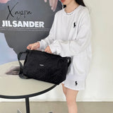 Xajzpa - Fashion Solid Color Shoulder Bag Autumn And Winter Women Cotton Simple Handbags Girl Black