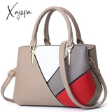 Xajzpa Fashion Square Pu Leather Women Hand Bag Geometric Design Patchwork Color Female Shoulder