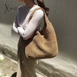 Xajzpa - Fashion Straw Women Shoulder Bags Paper Woven Female Handbags Large Capacity Summer Beach Straw Bags Casual Tote Purses