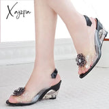 Xajzpa Fashion SummerHigh Quality Wedge Heel Sandals Casual Shoes Women Stylish Transparent Open Toe High Heels Plus Size