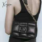 Xajzpa - Fashion Thick Chains Quilted Women Shoulder Bags Designer Padded Crossbody Bag Luxury Pu