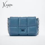 Xajzpa - Fashion Thick Chains Quilted Women Shoulder Bags Designer Padded Crossbody Bag Luxury Pu Leather Messenger Bag Small Puffy Flap