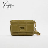 Xajzpa - Fashion Thick Chains Quilted Women Shoulder Bags Designer Padded Crossbody Bag Luxury Pu