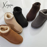 Xajzpa - Fashion Winter Ankle Rubber Boots For Women Australian Genuine Cowhide Leather Classic Snow Boots Solid Ladies' shoes