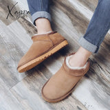 Xajzpa - Fashion Winter Ankle Rubber Boots For Women Australian Genuine Cowhide Leather Classic