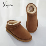 Xajzpa - Fashion Winter Ankle Rubber Boots For Women Australian Genuine Cowhide Leather Classic