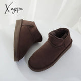 Xajzpa - Fashion Winter Ankle Rubber Boots For Women Australian Genuine Cowhide Leather Classic