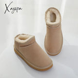 Xajzpa - Fashion Winter Ankle Rubber Boots For Women Australian Genuine Cowhide Leather Classic