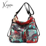 Xajzpa - Fashion Woman Nylon Laptop Backpack Multifunctional Floral Zipper Soft Travel Bag Mochila