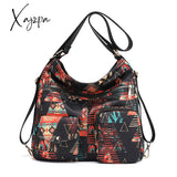 Xajzpa - Fashion Woman Nylon Laptop Backpack Multifunctional Floral Zipper Soft Travel Bag Mochila