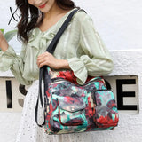 Xajzpa - Fashion Woman Nylon Laptop Backpack Multifunctional Floral Zipper Soft Travel Bag Mochila