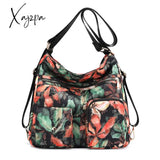 Xajzpa - Fashion Woman Nylon Laptop Backpack Multifunctional Floral Zipper Soft Travel Bag Mochila