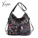 Xajzpa - Fashion Woman Nylon Laptop Backpack Multifunctional Floral Zipper Soft Travel Bag Mochila