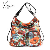 Xajzpa - Fashion Woman Nylon Laptop Backpack Multifunctional Floral Zipper Soft Travel Bag Mochila