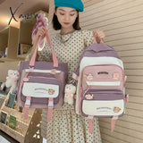 Xajzpa - Fashion Women Backpack Multilayer Large Capacity School Bag For Girls Cute Pendant