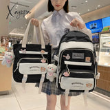 Xajzpa - Fashion Women Backpack Multilayer Large Capacity School Bag For Girls Cute Pendant