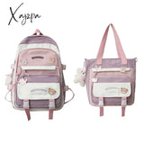 Xajzpa - Fashion Women Backpack Multilayer Large Capacity School Bag For Girls Cute Pendant