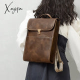 Xajzpa - Fashion Women Backpack Vintage Leather For Teenage Girls School Bag Large Capacity Female