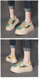 Xajzpa - Fashion Women Flat Platform Shoes Comfort Genuine Leather Mixed Colors Lace-Up Casual