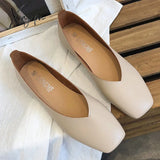 Xajzpa - Fashion Women Flat Shoe Elegant Shallow Low-Heeled Sandals Beige Korean Slippers Square