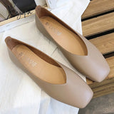 Xajzpa - Fashion Women Flat Shoe Elegant Shallow Low-Heeled Sandals Beige Korean Slippers Square