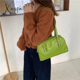 Xajzpa - Fashion Women Green Big Shoulder Bags Pu Leather Female Purse Handbags Large Capacity