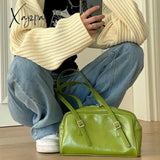 Xajzpa - Fashion Women Green Big Shoulder Bags PU Leather Female Purse Handbags Large Capacity Ladies Daily Small Casual Tote Bolso Mujer