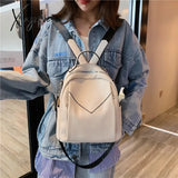 Xajzpa - Fashion Women Leather Backpack Small Pu School Bag For Teenager Girls Rucksack Vintage