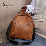 Xajzpa - Fashion Women Leather Backpack Small PU School Bag Backpack for Teenager Girls Rucksack Vintage Shoulder Bags Mochila Feminina