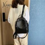 Xajzpa - Fashion Women Leather Backpack Small Pu School Bag For Teenager Girls Rucksack Vintage