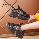 Xajzpa - Fashion Women Shoes Dad Chunky Sneakers Luxury Comfortable Glossy Thick Sole Ladies