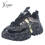 Xajzpa - Fashion Women Shoes Dad Chunky Sneakers Luxury Comfortable Glossy Thick Sole Ladies