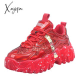 Xajzpa - Fashion Women Shoes Dad Chunky Sneakers Luxury Comfortable Glossy Thick Sole Ladies