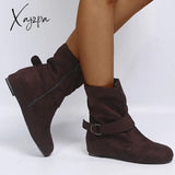 Xajzpa - Fashion Women’s Boots Suede And Calf Fall Low Heel Foot Cover British Wind Platform