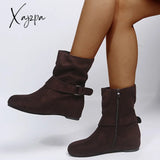 Xajzpa - Fashion Women’s Boots Suede And Calf Fall Low Heel Foot Cover British Wind Platform