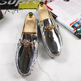 Xajzpa - Fashion Young Casual Loafers Shoes Large Size 47 48 Patent Leather Handmade Men Rubber