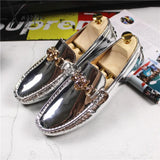 Xajzpa - Fashion Young Casual Loafers Shoes Large Size 47 48 Patent Leather Handmade Men Rubber