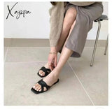 Xajzpa - Faux Leather Crisscross Strap Sandals