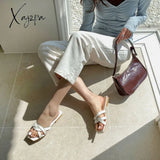 Xajzpa - Faux Leather Crisscross Strap Sandals