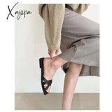 Xajzpa - Faux Leather Crisscross Strap Sandals