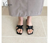 Xajzpa - Faux Leather Crisscross Strap Sandals