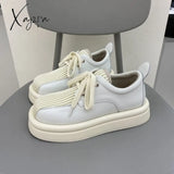 Xajzpa - Female British Japanese Wild Retro Leather Shoes Thick High Heel Work Sponge Cake Low Lace